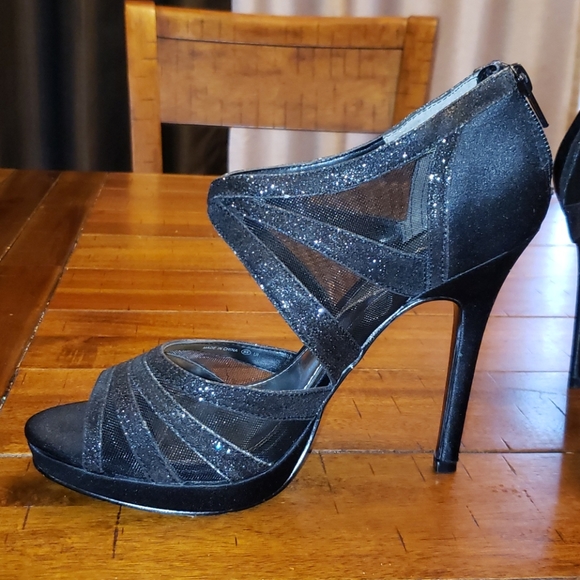 Mina black sparkle open toe heels - Picture 2 of 10